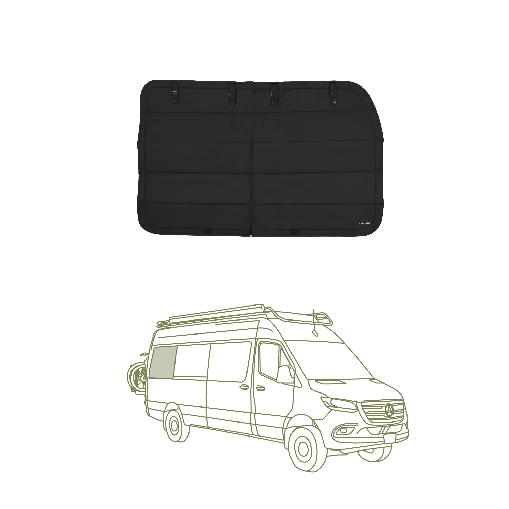 VanEssential Insulated Stealth Blackout Magnetic Window Cover Designed for Mercedes-Benz NCV3 & VS30 (170 Length Van) Rear Qtr Window (Right Hand Side