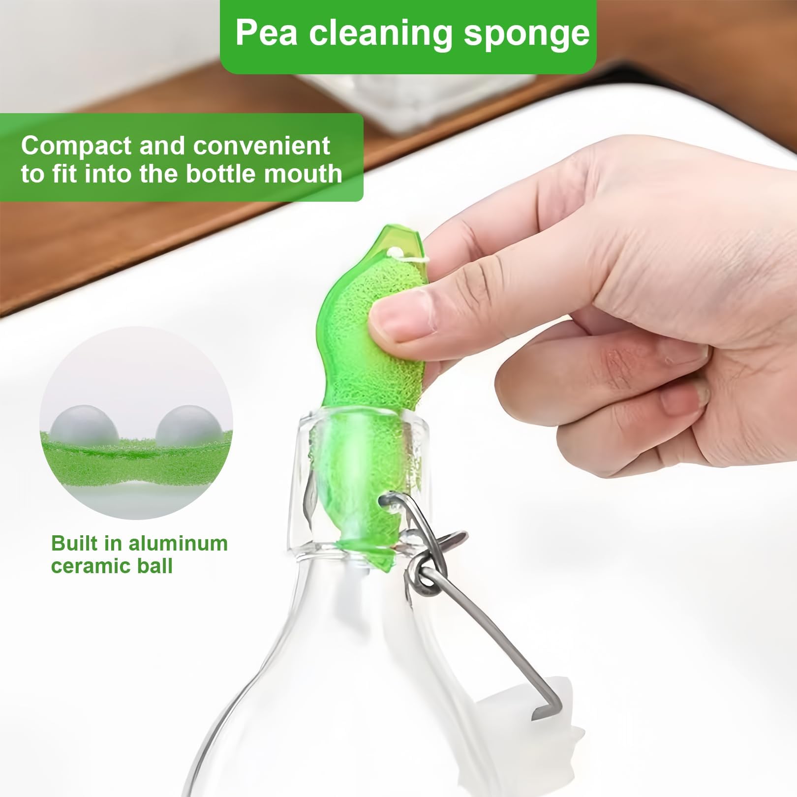 12 Stück Magic Beans Flaschenreiniger - Erbsenförmige Schwämme Mit Keramikkugeln