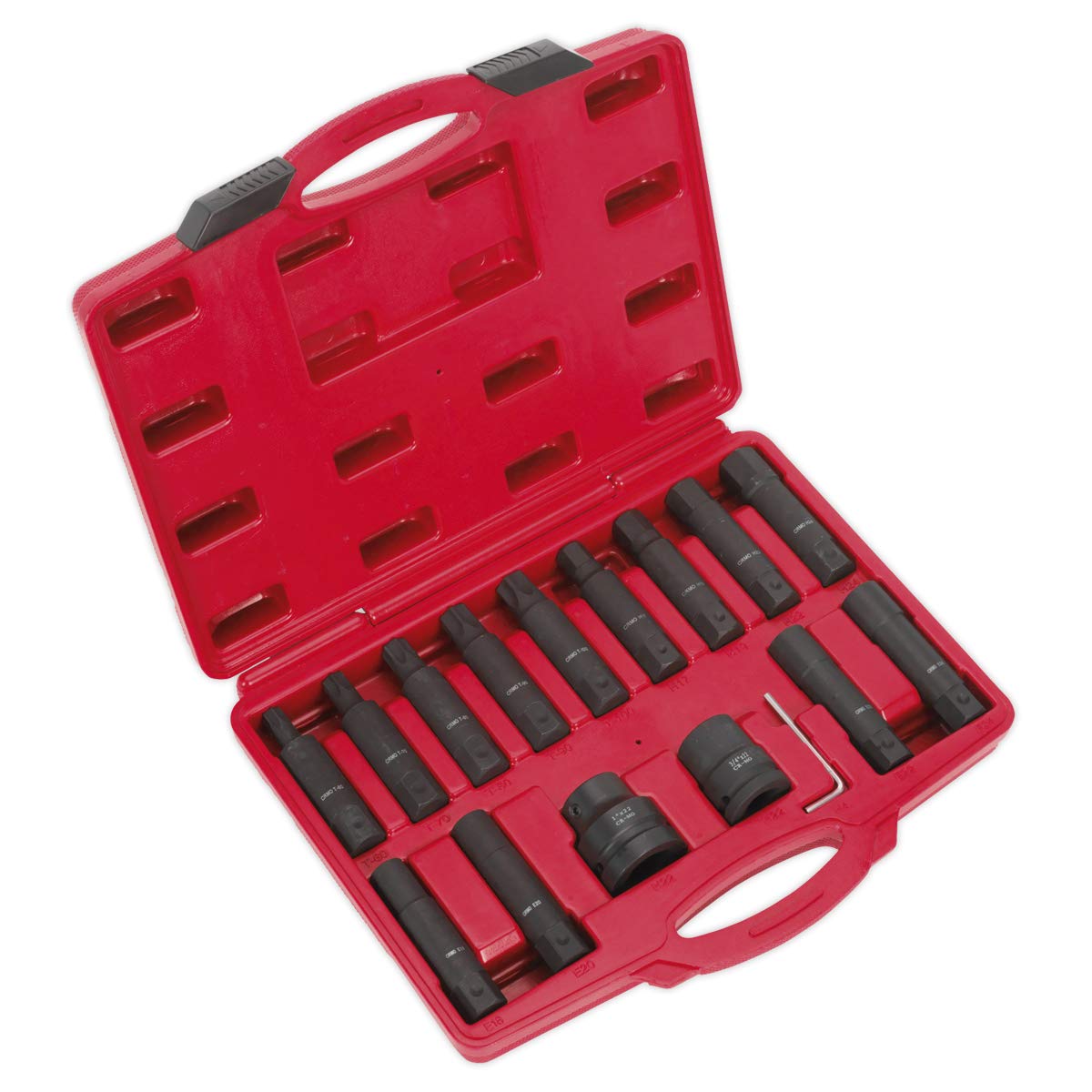 Sealey Sx098 Impact Hex TRX & TRX Female Socket Bit Set 16Pc 3/4In & 1In Sq Dr