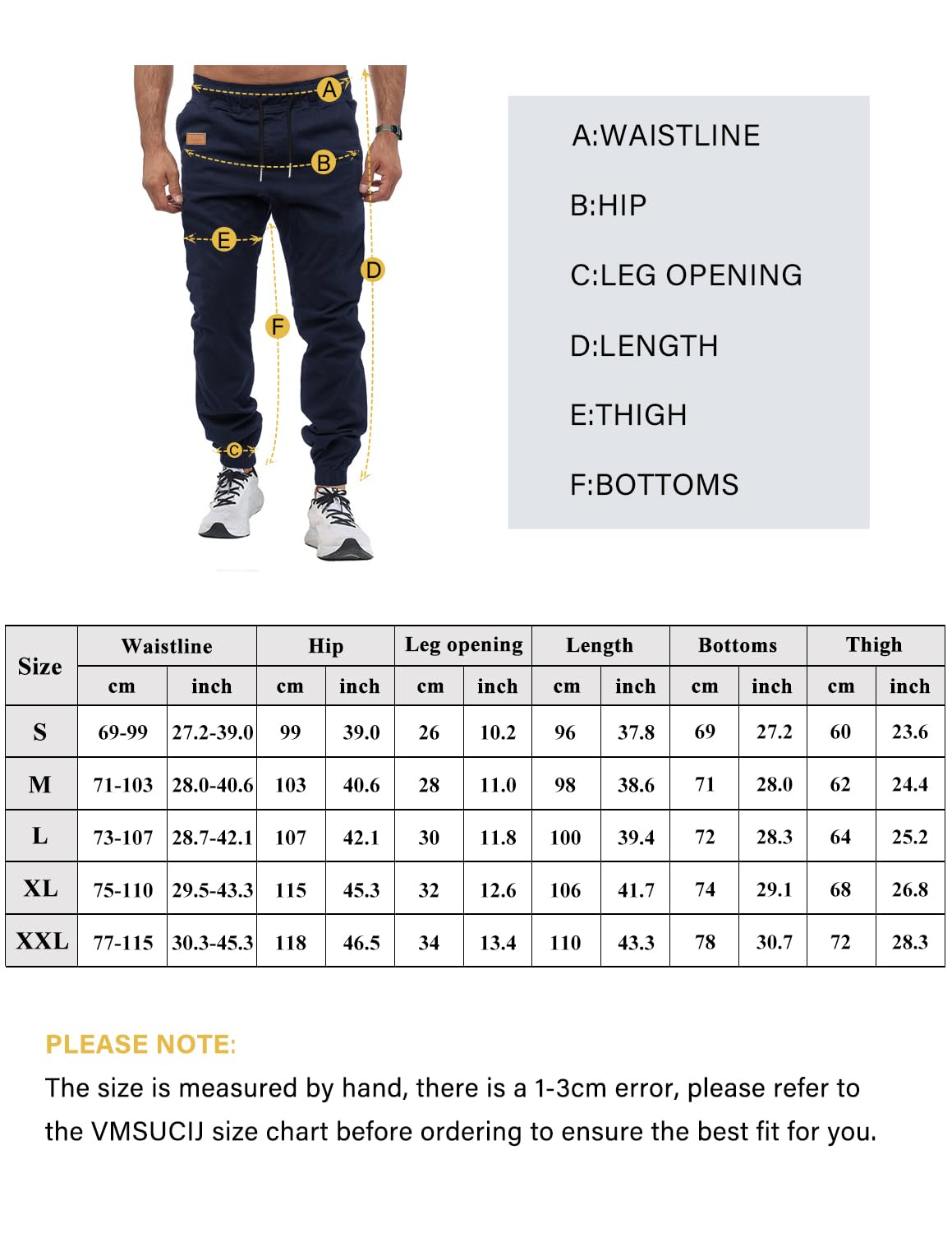 VMSUCIJ Pantaloni Jogging Uomo Pantaloni Casual Cotone Pantaloni Sportivi con Elastico in Vita con Tasche S-XXL