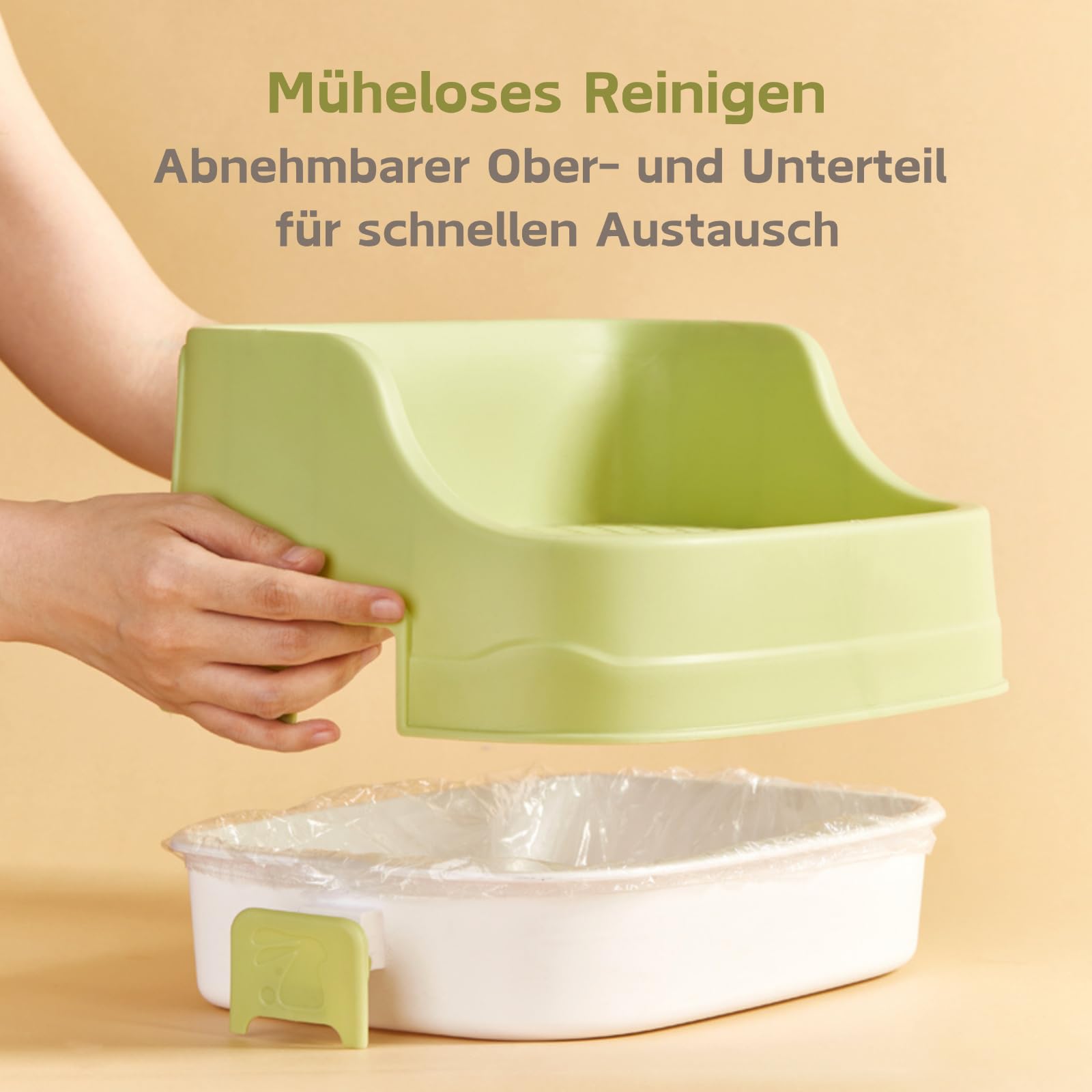 Kaninchen Toilette, Mittelgroß Kleintier Katzentoilette für Käfige Abnehmbar Ecktoilette Töpfchentrainer für Kaninchen Meerschweinchen Hamster Chinchillas (Grün)