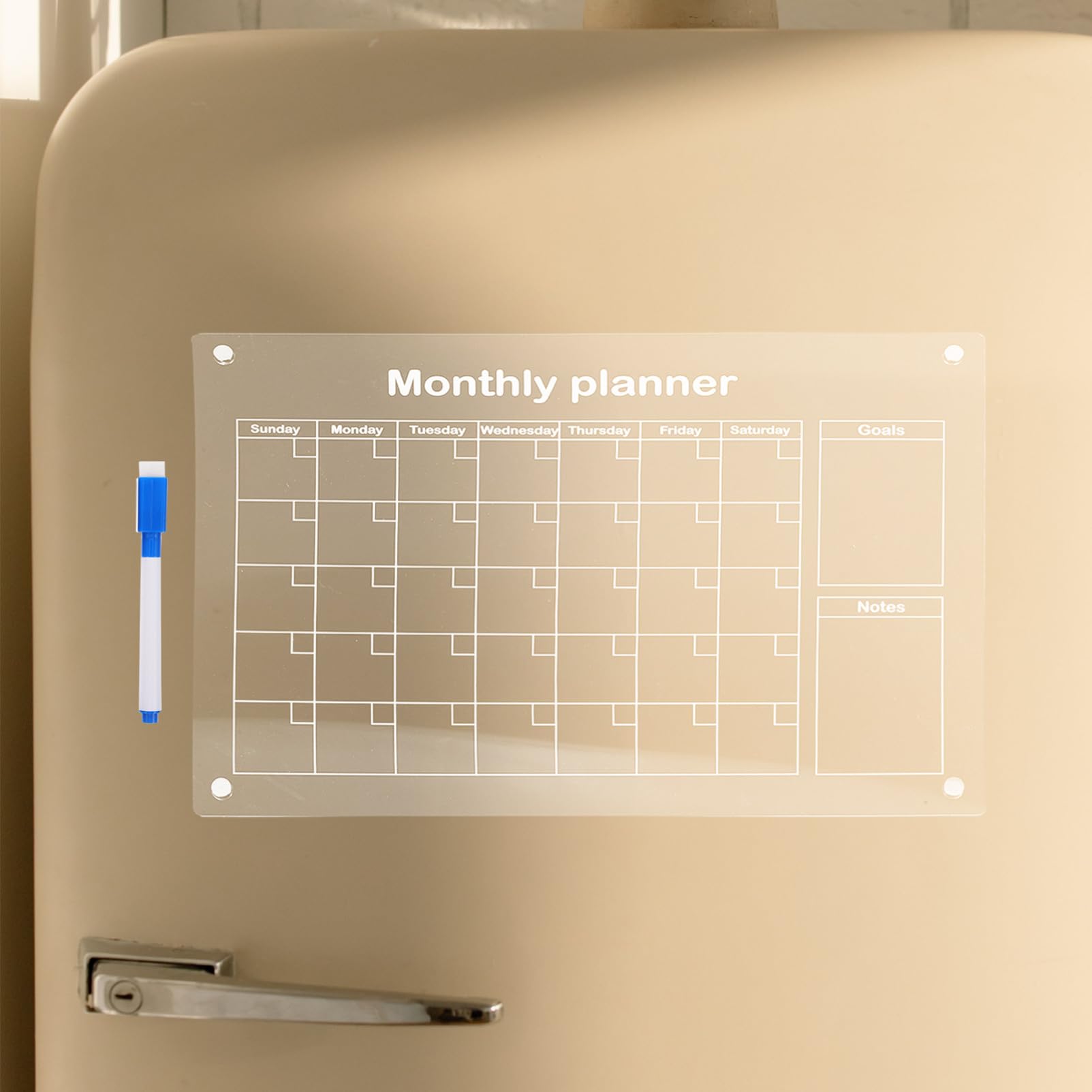 STOBOK Kühlschrankplaner aus Acryl Abwischbarer Magnetkalender Nachrichtenboard Terminplanungstafel Whiteboard für Kühlschrank Wiederverwendbare Liste