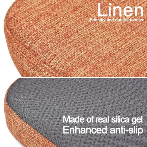 Image of BUYUE Friendly Woven Fabric Magnetic Bar Stool Cushion 1 Piece, Enhanced Anti-Slip Breathable Small Chair Seat Pad for Cafe Bistro Stackable Metal Stool (Square, Orange, 1)