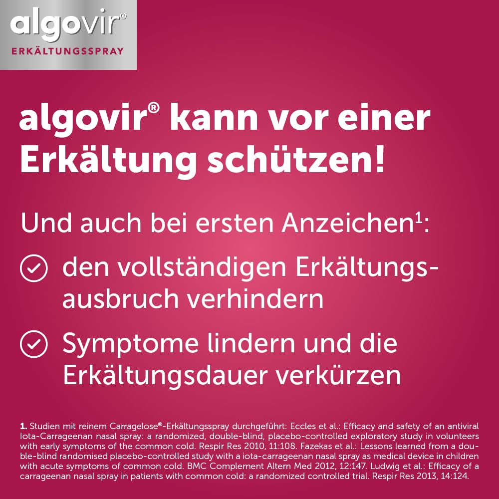 algovir® Effekt Erkältungsspray 2 x 20 ml zur Abwehr von Erkältungsviren, kann vor einer Erkältung schützen, Nasenspray mit naturbasiertem Wirkstoff aus der Rotalge