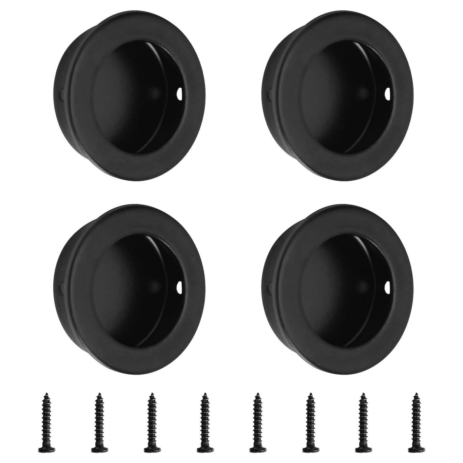 MOROBOR Round Recessed Finger Flush Pulls, 4pcs 40mm Black Stainless Steels Invisible Door Handle for Cabinets, Drawers, Wardrobes — image 1