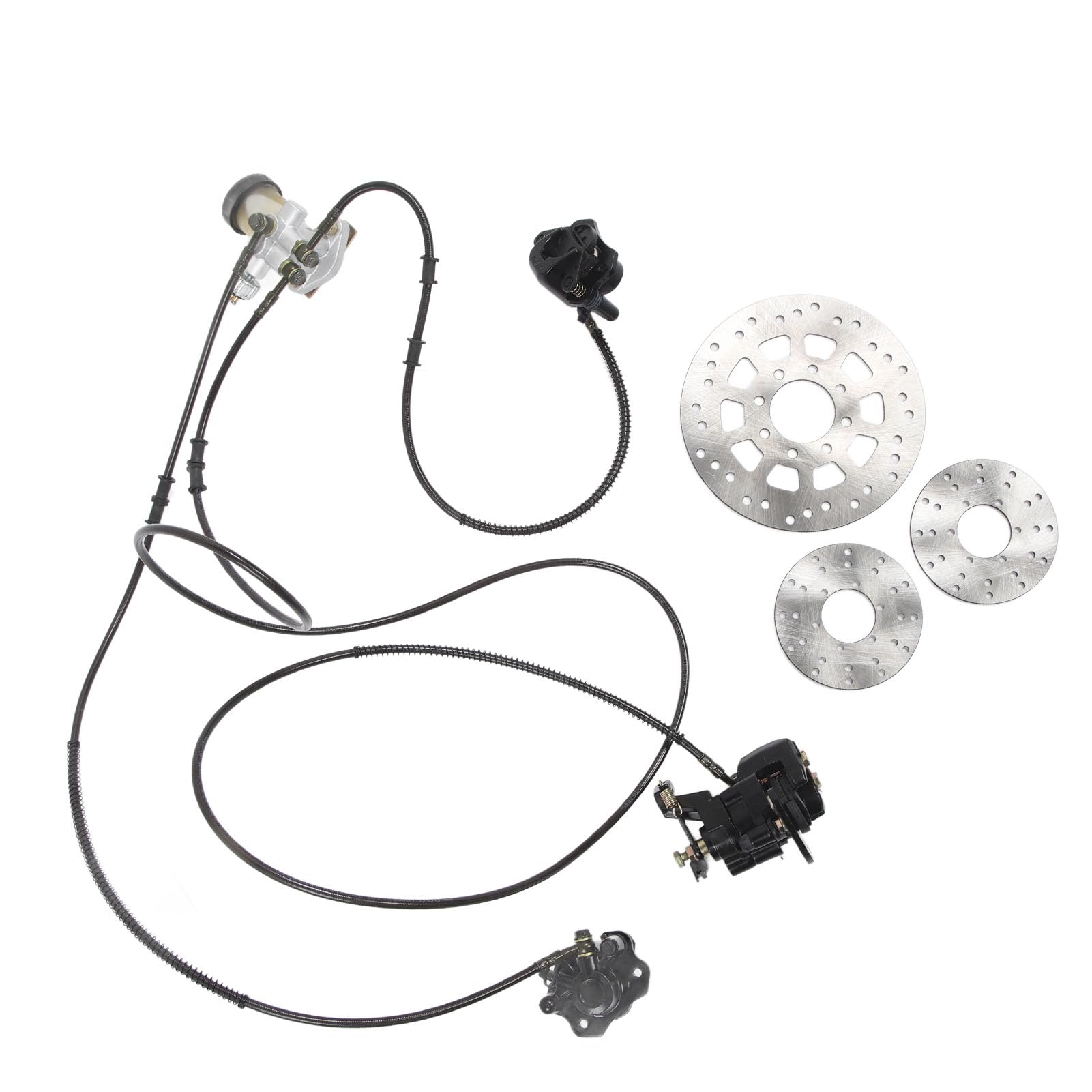 KIMISS Kit de Cilindro Maestro de Frenos de Alto Rendimiento Juego de Frenos de Disco Hidráulico con 3 Discos de para Modificaciones de ATV Go Kart de 150 Potencia de Frenado de Alta Resistencia