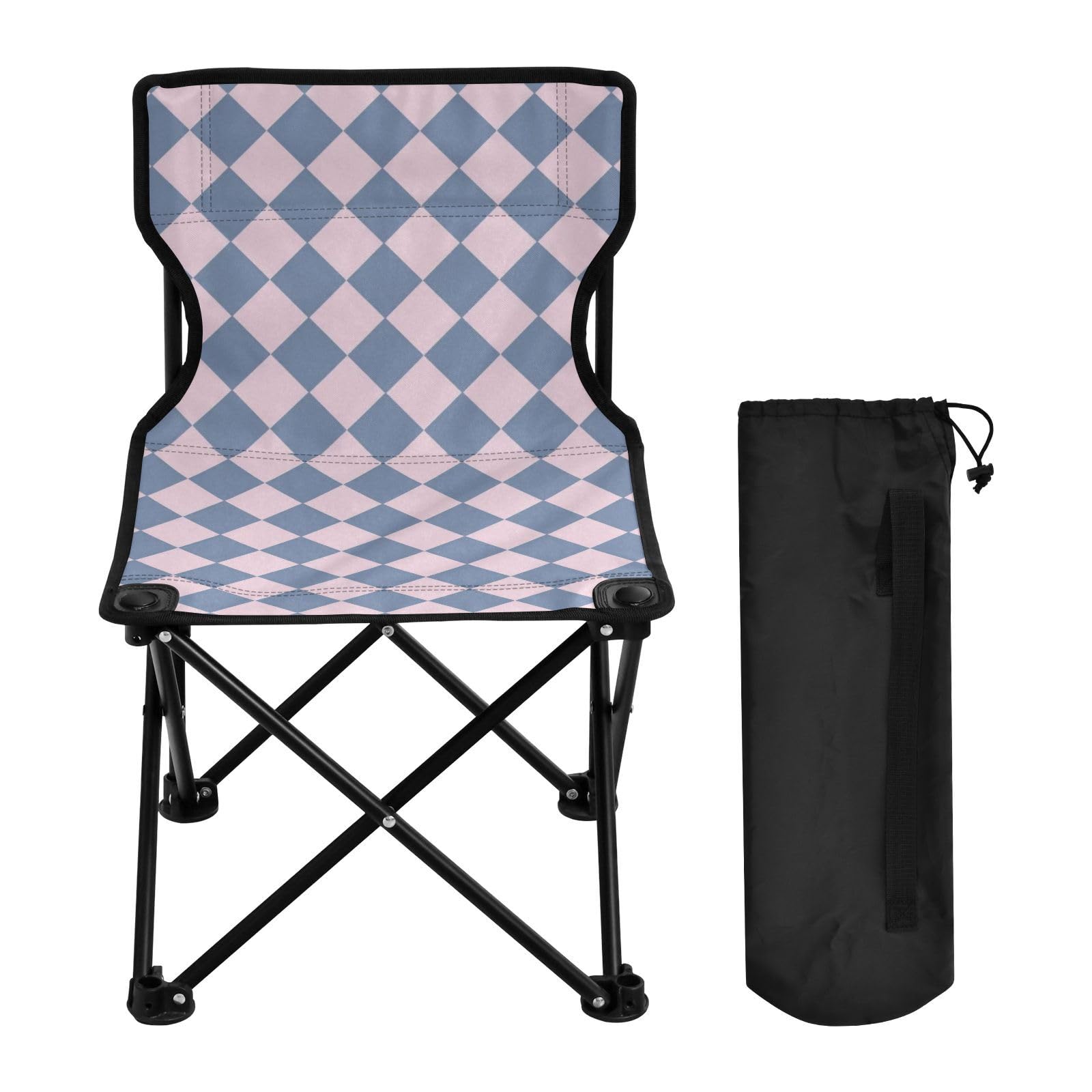 Powder Blue American Plaid Składane krzesło obozowe z plecakiem ultralekki składany plecak krzesło do przenoszenia w zestawie krzesło turystyczne na wędkowanie kemping