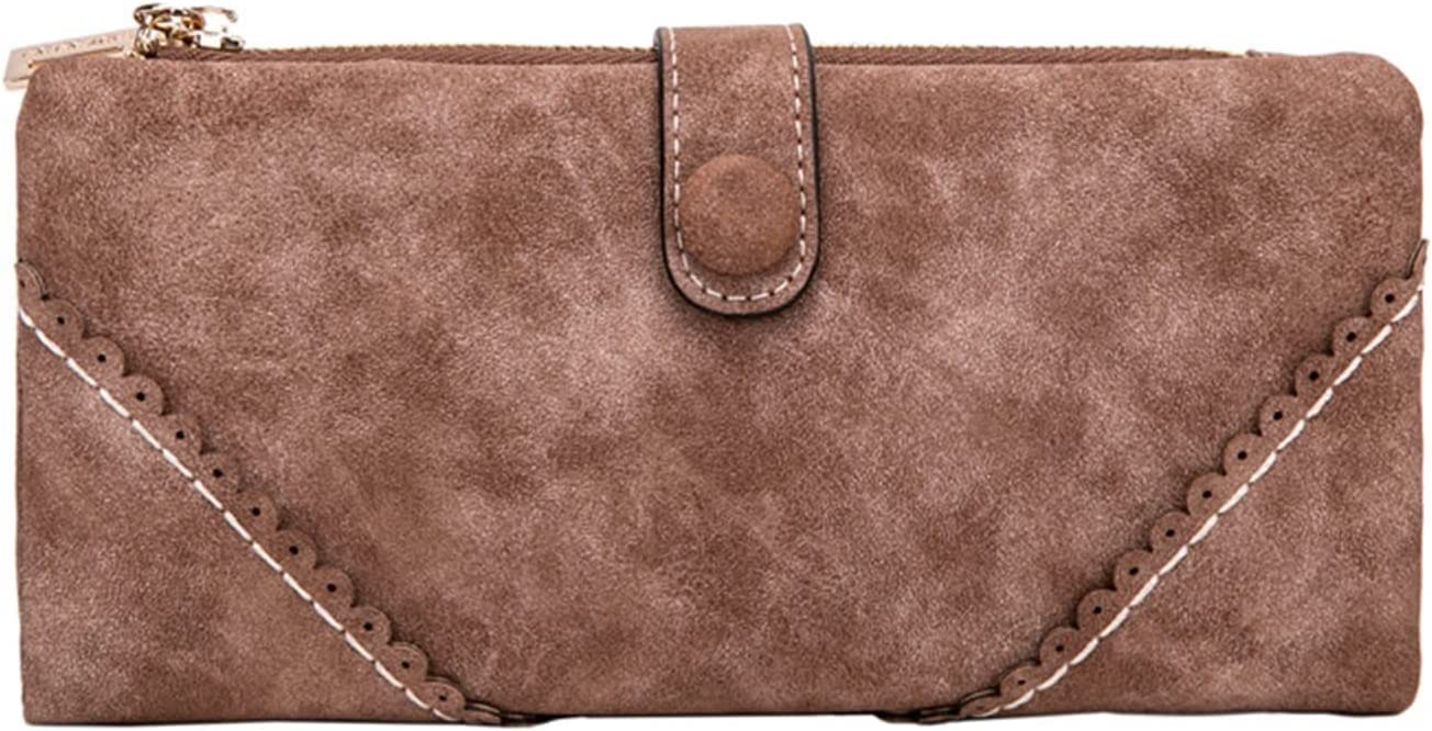 portfel， Portfel damski długi, matowy, skórzany, portfele na telefon, kopertówki, damskie, etui karty(Coffee)