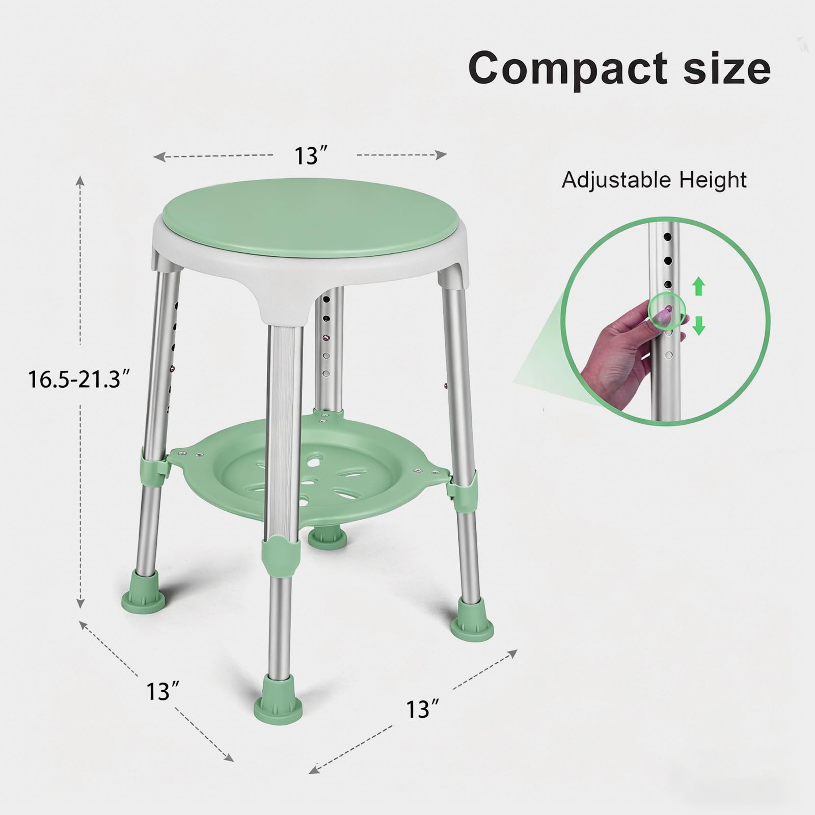 Silla de Ducha para Ducha Interior, Taburete Giratorio elegible para FSA/HSA, 350 Libras, Silla de bañera Ajustable y Taburete de baño con Bandeja de Almacenamiento para Personas Mayores,