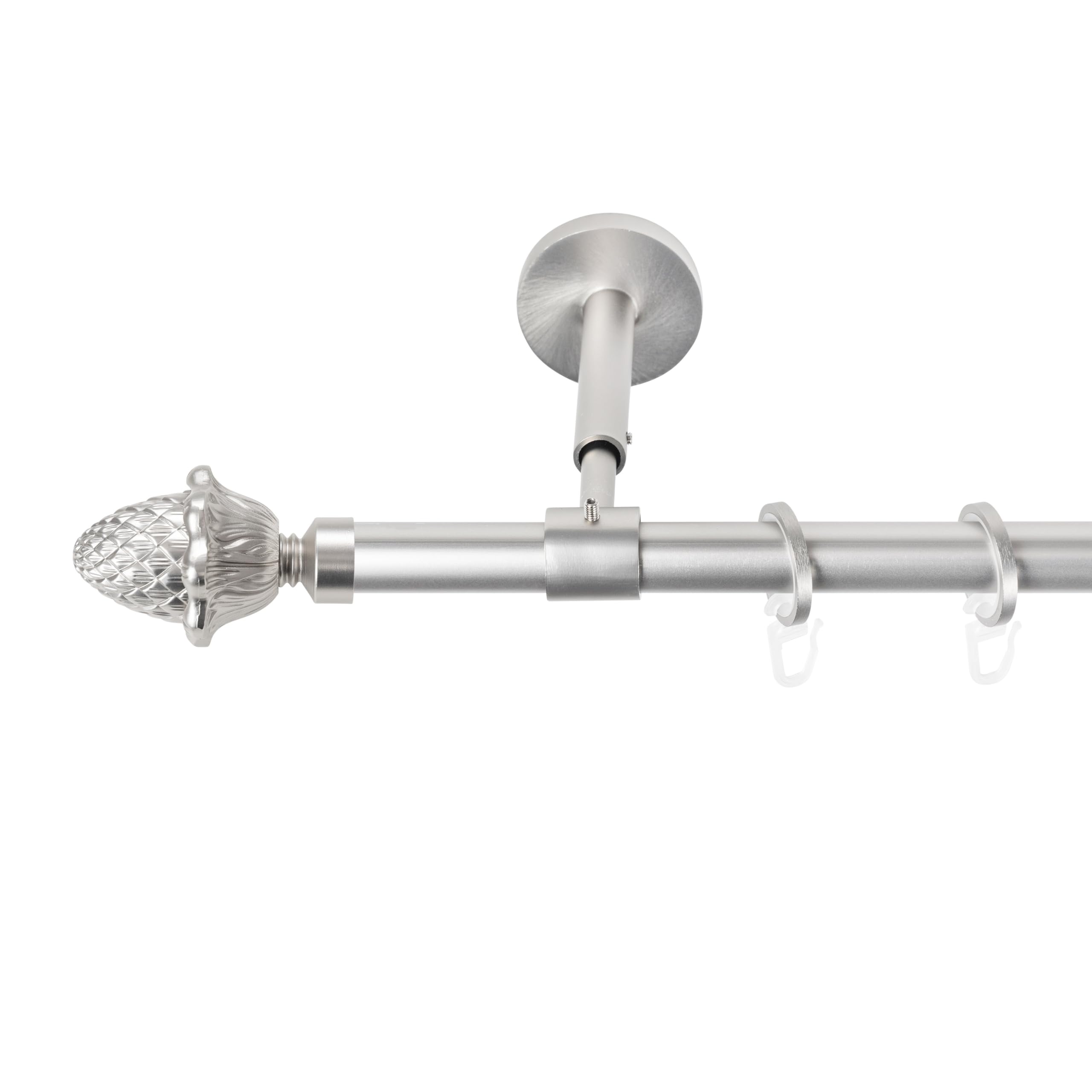 SN Deco Gardinenstange Nantes, 19 mm, 1-läufig, Stahl, Komplett-Set mit Ringen, geschlossener Träger, 320 cm, chrom matt