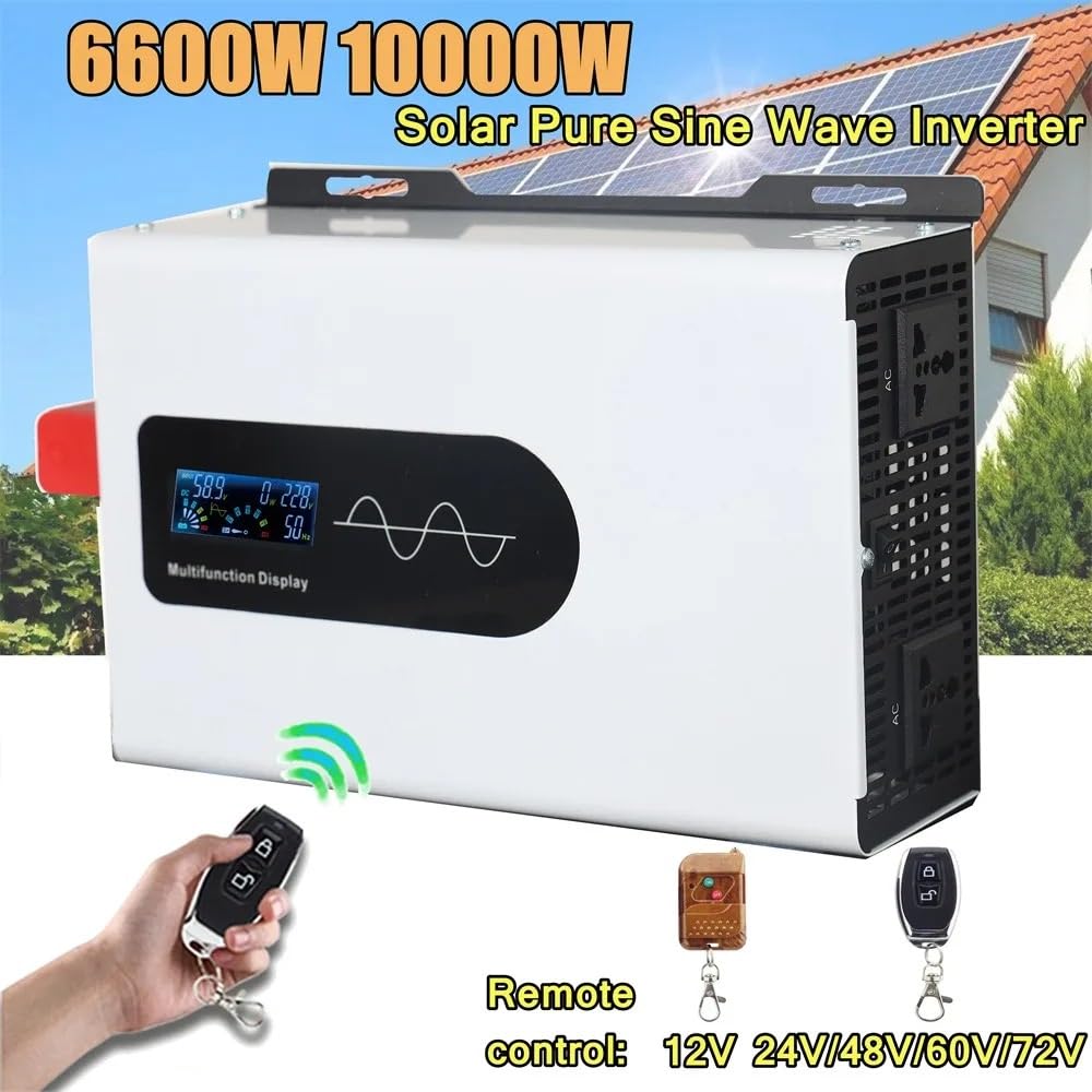 Inversor Solar Onda Sinusoidal Pura 10 KW 6600 W para Sistemas Fuera Red CC 12 V/24 V/36 V/48 V/60 V/72 V/96 V A CA 110 V/220 V 60 Hz 50 Hz Inversor(24V,220-230V (60Hz),6600W Remote)