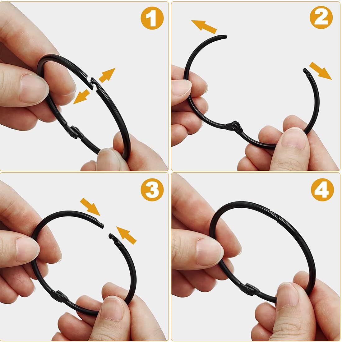 Set Di 14 Anelli Aperti Per Tenda Doccia Con Ganci - Colore Nero, Diametro 3,8 Cm, Senza Barriere