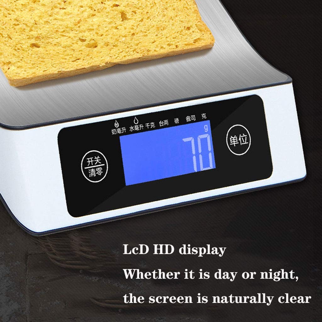 Bilancia da Cucina Digitale 15 kg in Acciaio Inox con Funzione Tara Display LCD per Cucinare in casa, cuocere Frutta e Verdura(Un Colore - 5kg/1g
