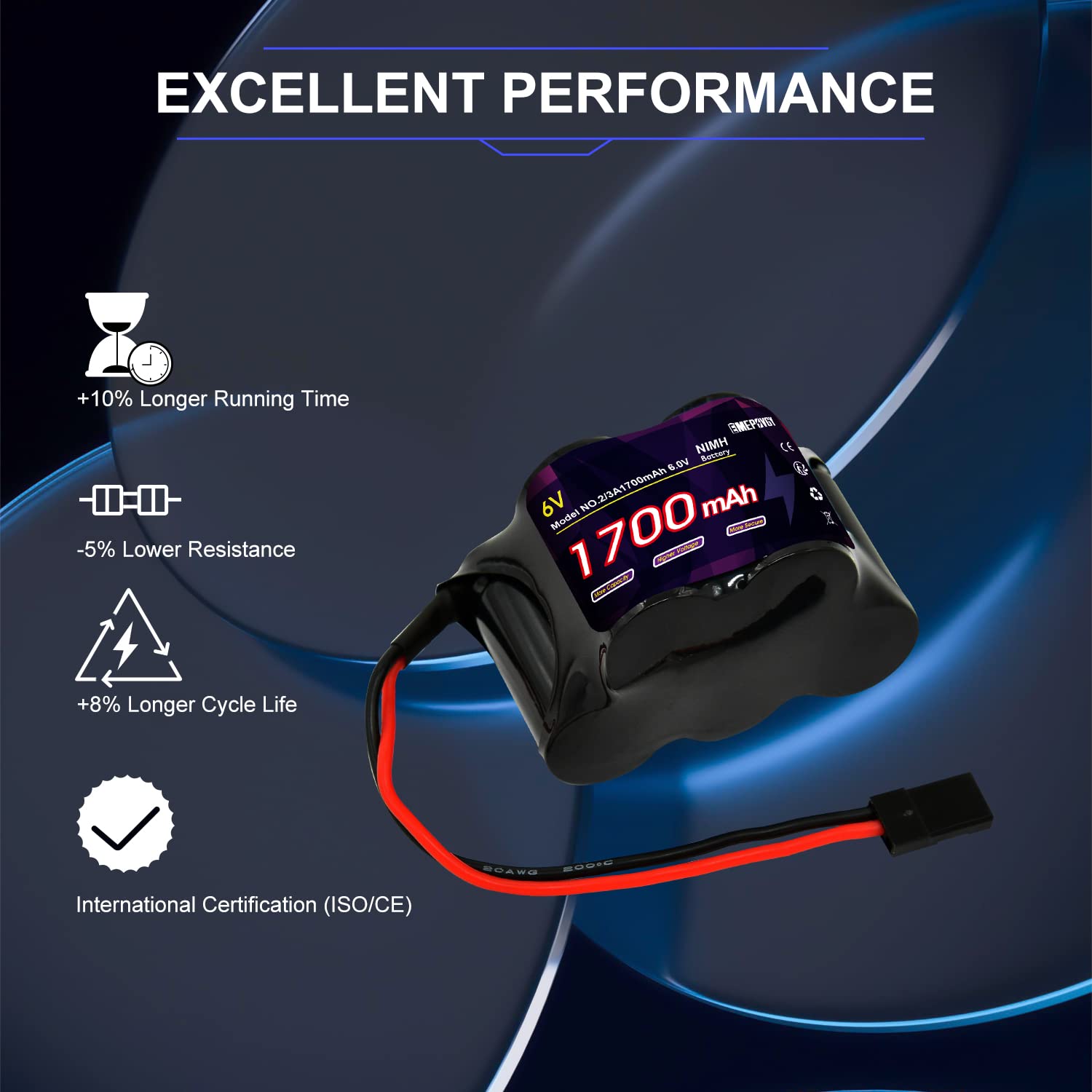 Voltz Paquete De Receptor NiMh De 4600 MAh Y 6.0 V Para HPI Baja – Batería Recargable Para Coches RC, Medidas 70x45x45 Mm