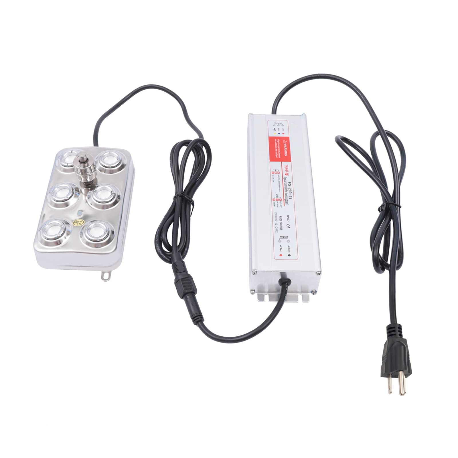 PROYONGOO DC48V 6 Head Ultrasonic Fogger, 6.61lbs/h 200W Mist Maker Indoor Fountains Accessories, Mini Fog Machine for Pond Garden Lawn Rockery Greenhouse Halloween Decoration