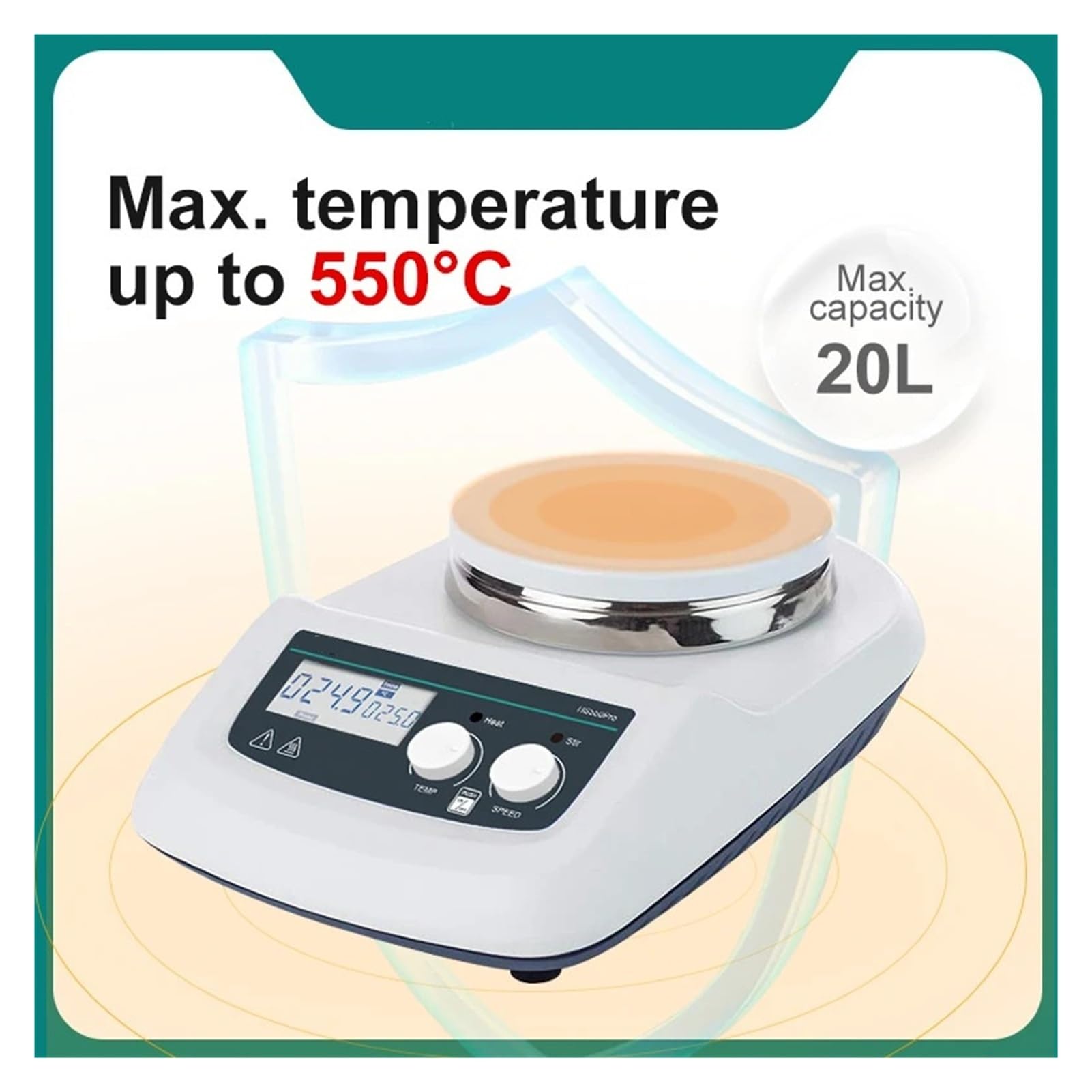 Agitador Magnético Agitador magnético con calefacción y pantalla digital, termostático, for laboratorio, 20 l(HS5Pro(2L LCD),EU)