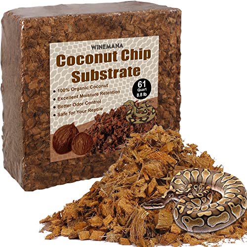 Winemana Coconut Substrate For Reptile, 61 Quart Coconut Husk Chip Bedding For Ball Python Snake Tortoise cover
