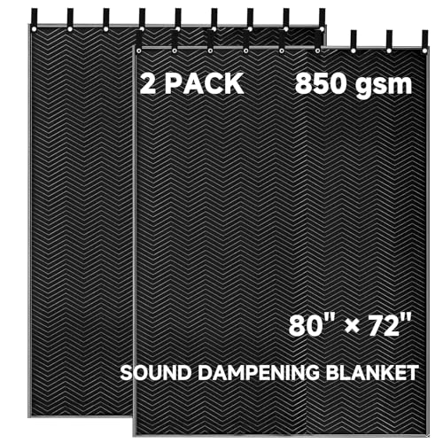 Saree 2 Pcs Large Sound Dampening Blanket 80' x 72', 850GSM Acoustic Sound Blanket with Grommets...