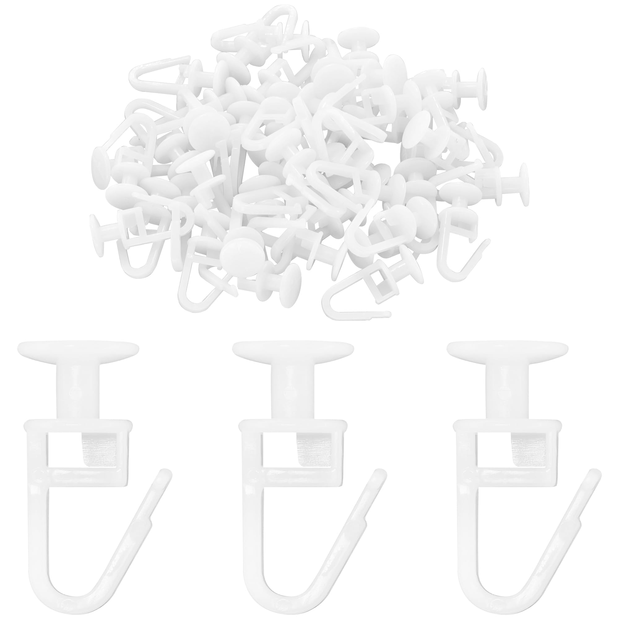Ddhomin White 120 Pcs Plastic Curtain Hooks – Glider Hooks For Curtain Tracks, Ideal For Curtains And Shower Curtains