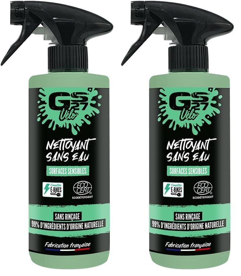 Nettoyant Sans Eau GS27 Vélo en lot de 2 flacons de 500ml pour surfaces sensibles