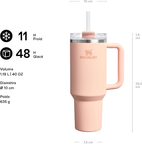Stanley 1913 Quencher H2.0 Flowstate Tumbler 1.2L - Cold For 11 Hours - Iced For 48 Hours - Metal Water Bottle With Straw, Handle And Lid - Dishwasher Safe - Travel Mug For Cold Drinks - Orange Cream - 2