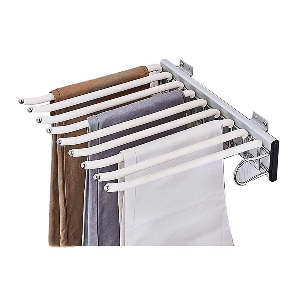 Porte-pantalons pour optimiser les petits dressings | Rack rétractable latéral droit 9 barres