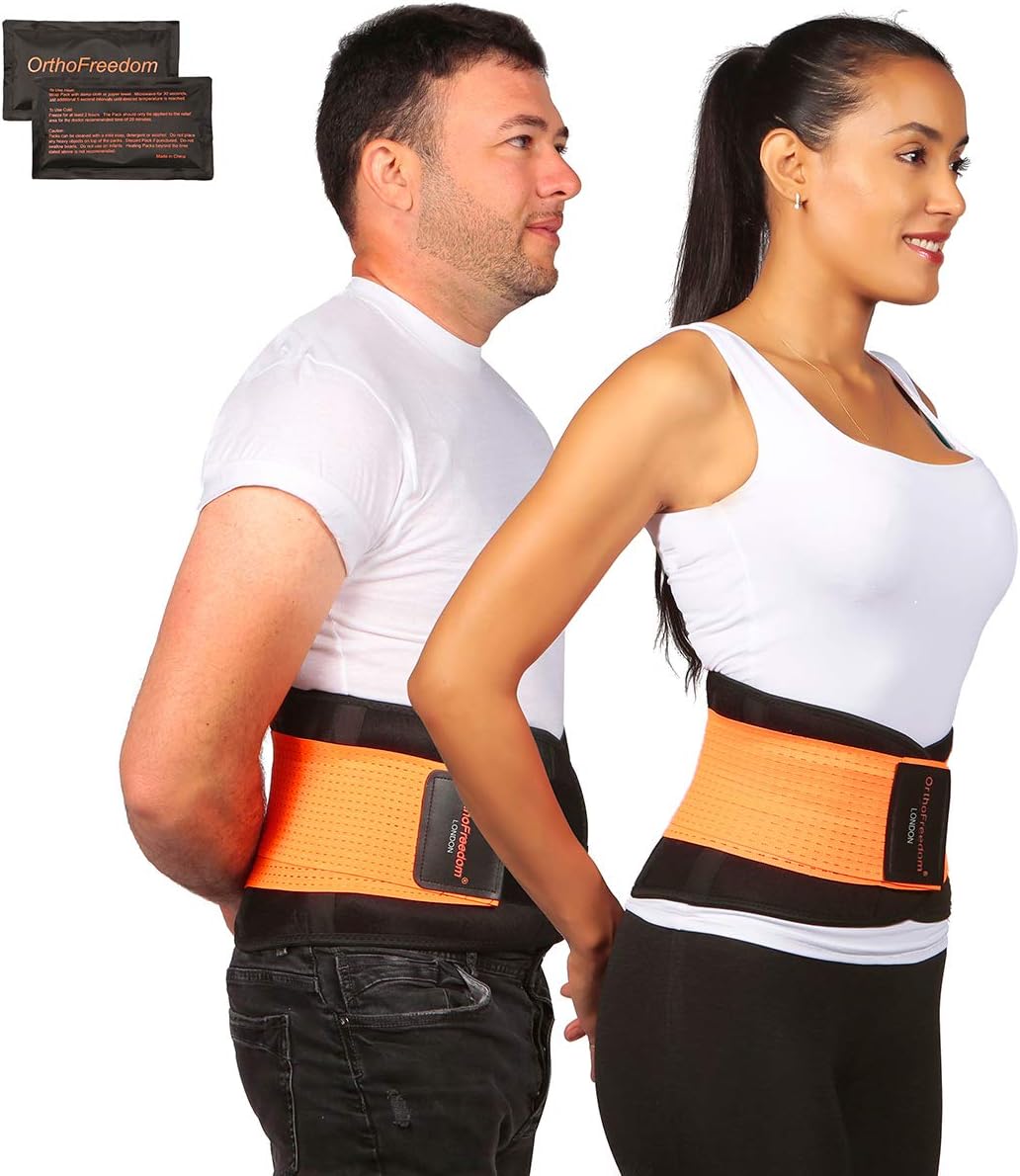 OrthoFreedom®Back Support Belt 2in1| Lumbar Back Brace | THE ONLY Brace with Hot Compression Therapy for Pain Relief from Sciatica, Slipped Disc, Hernia, Back Pain | Injury Prevention |