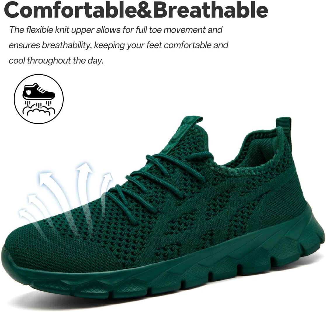 Running Shoes for Men Gym Tennis Athletic Walking Shoes Non Slip Lightweight Breathable Sports Mesh Fashion Work Sneakers Casual Workout Trianer 12.5 Dark_green image 3 of 6 B0F487DX8J
