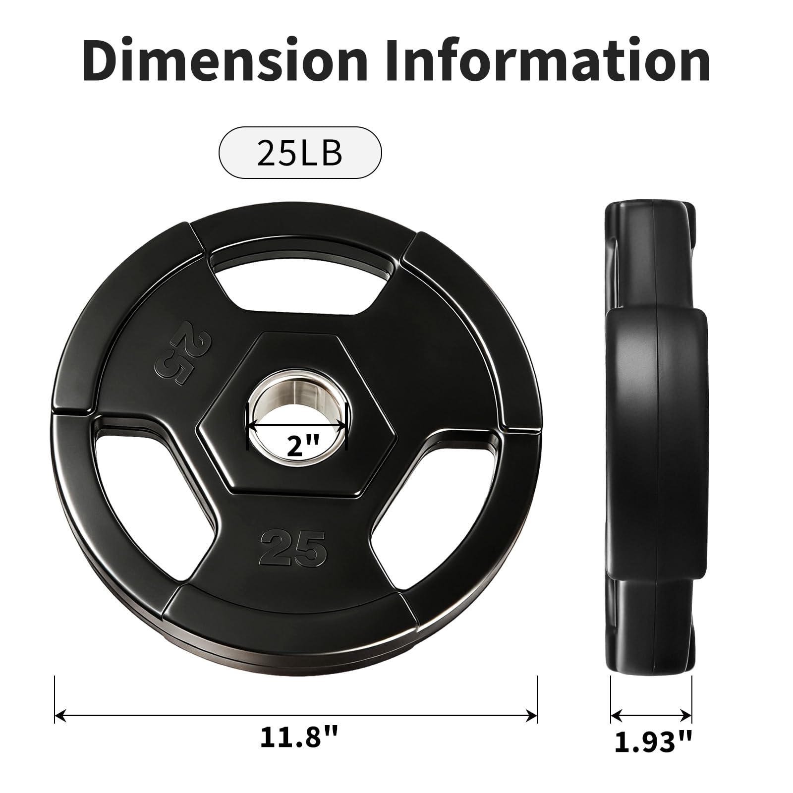 Garvee Discos Olímpicos de Caucho - Placas de hierro fundido silenciosas para musculación y gimnasio en casa, protección del suelo, adecuadas para barras olímpicas - Par de 2 x 10 lbs