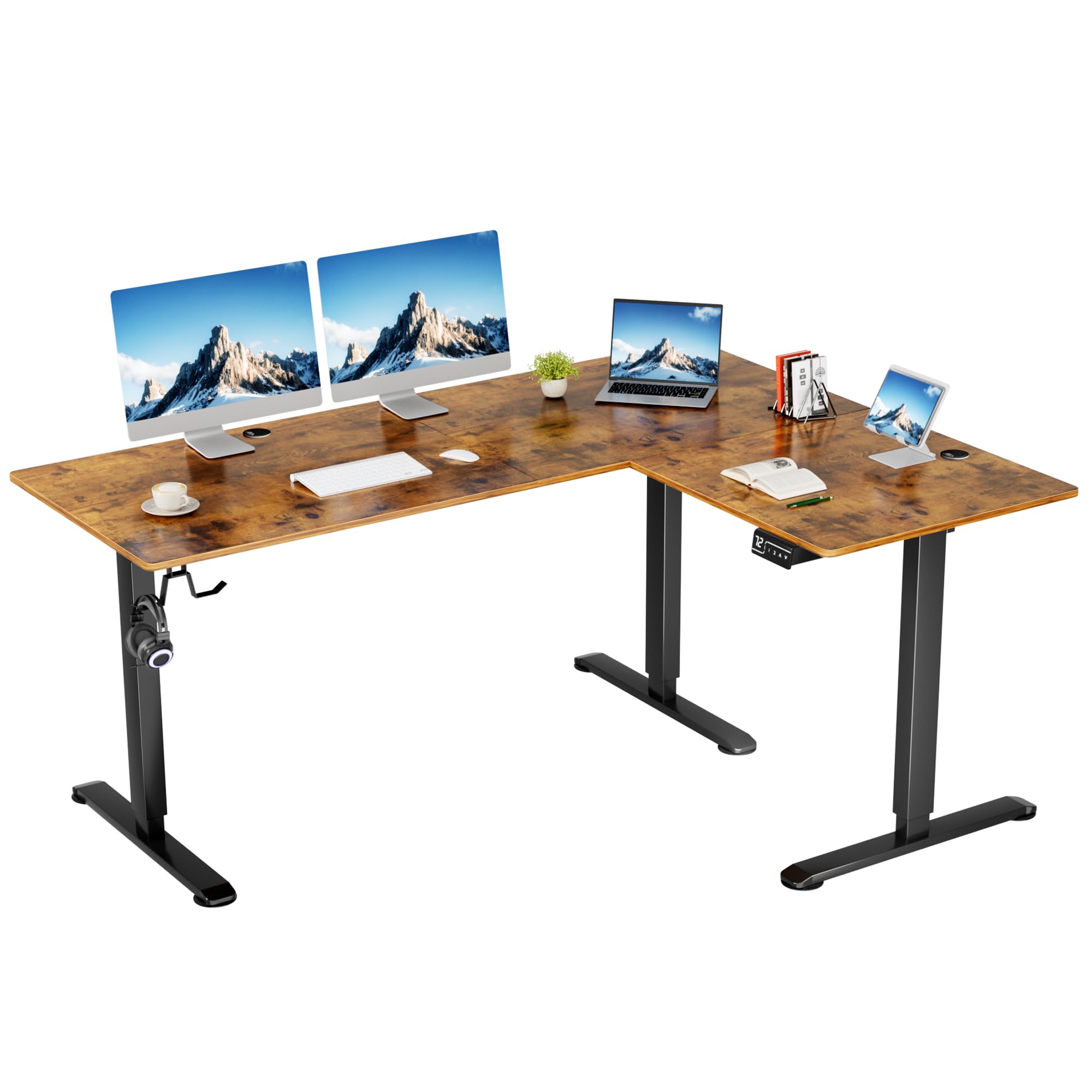 Snapklik.com : L-Shaped Corner Standing Desk, Electric Height ...