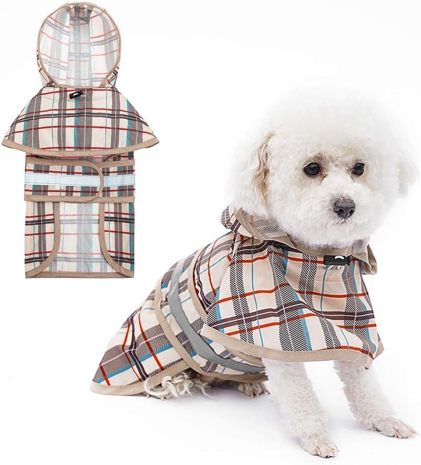 KOOLTAIL Dog Raincoat Hooded Slicker Poncho with Leash Hole