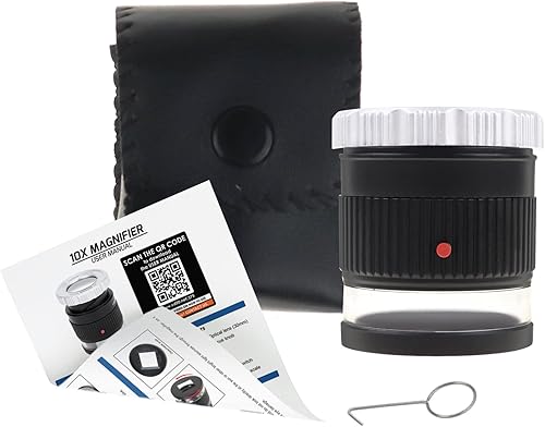 Miniatura 3 de Lupa portátil de 10 veces con lente de 1.181 in, luz LED y UV para una medición precisa de objetos pequeños como joyas, textiles, monedas y sellos