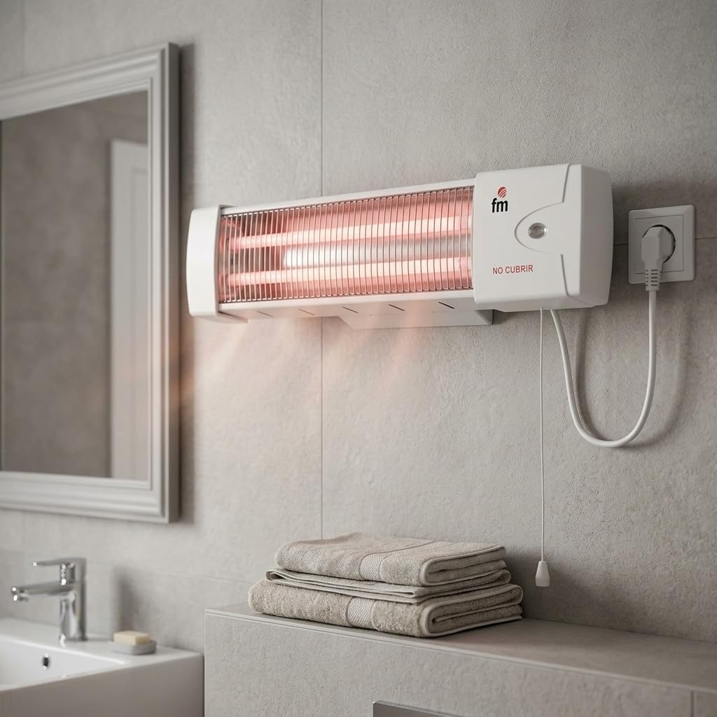 Suinga Stufa al quarzo FM1502 Fissaggio a muro Potenza massima 1200 W. 2 aste