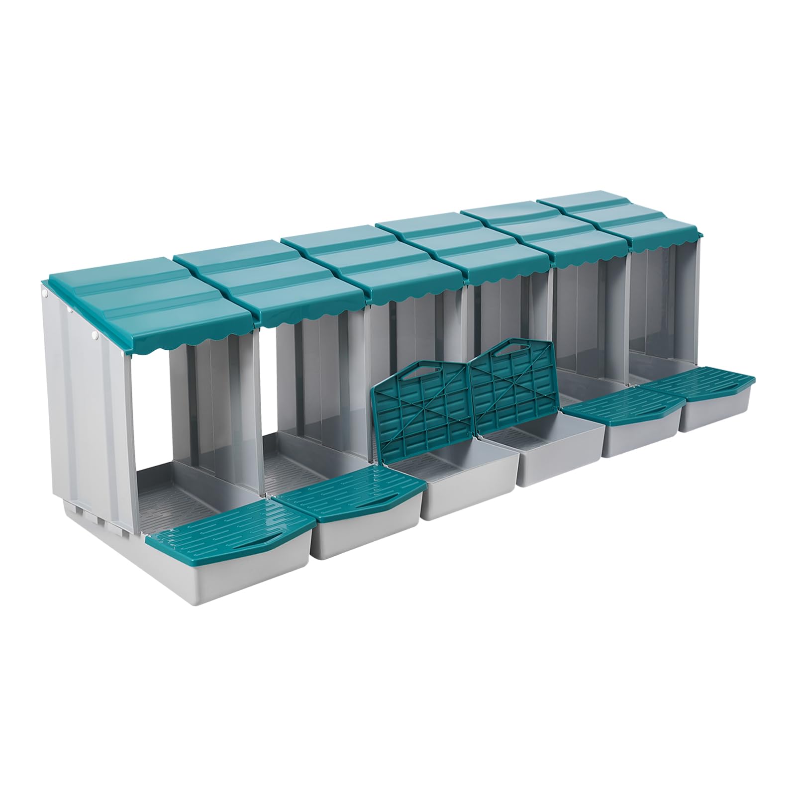 Nido de 6 compartimentos para pollos, nido de pollo con suelo inclinado y orificios de ventilación, accesorios para gallinero, para patio, jardín y gallinero, montaje en pared y suelo (verde 1)