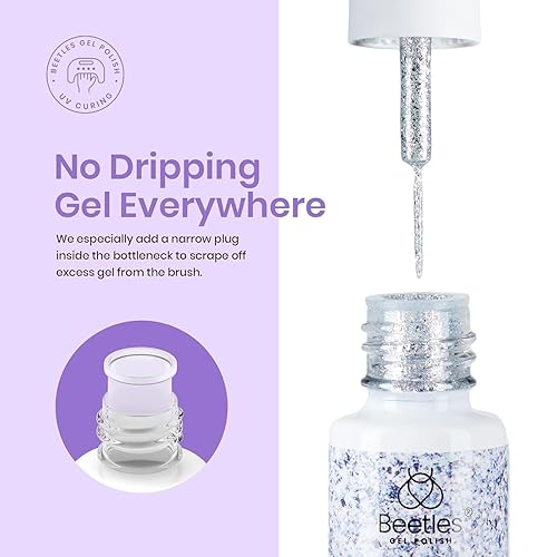 Miniatura 5 de Beetles - Juego de esmaltes de uñas de gel con punta francesa, 20 colores, esmalte de uñas de gel con purpurina marrón, rosa, azul, blanco, rojo,