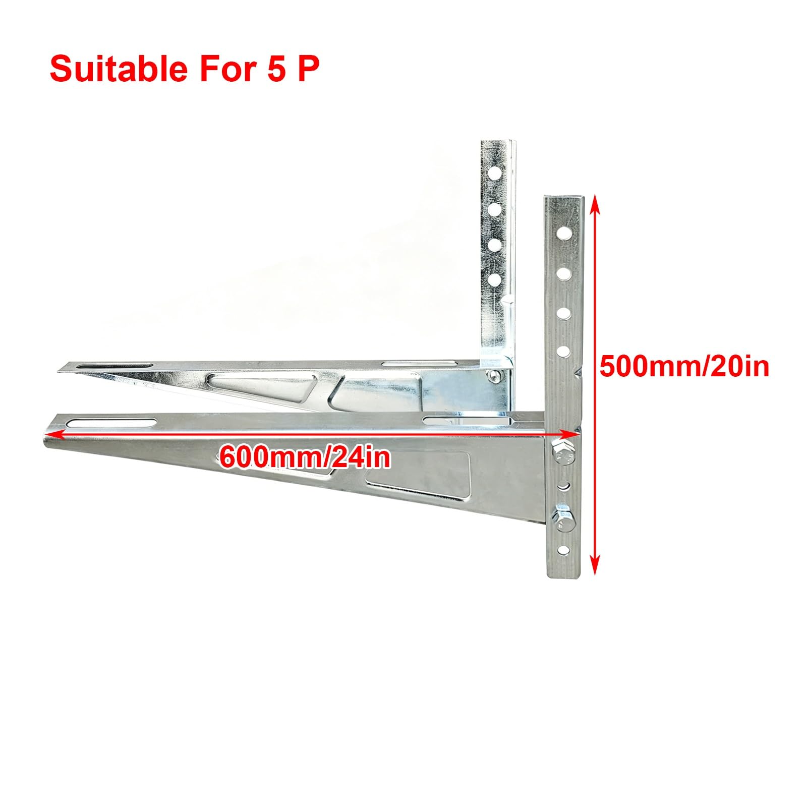Staffa per Condizionatore Unità Esterna, in Acciaio Zincato, Portata 200 Kg, Regolabile Mini Split Condizionatore D'Aria Rack, per Pompe AC Mini Split da 1 a 5 P(600x500mm)