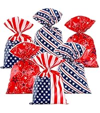 160Pcs Patriotic Cellophane Treat Bags With Twist Ties | Star & Stripe Design For 4th Of July & Memorial Day