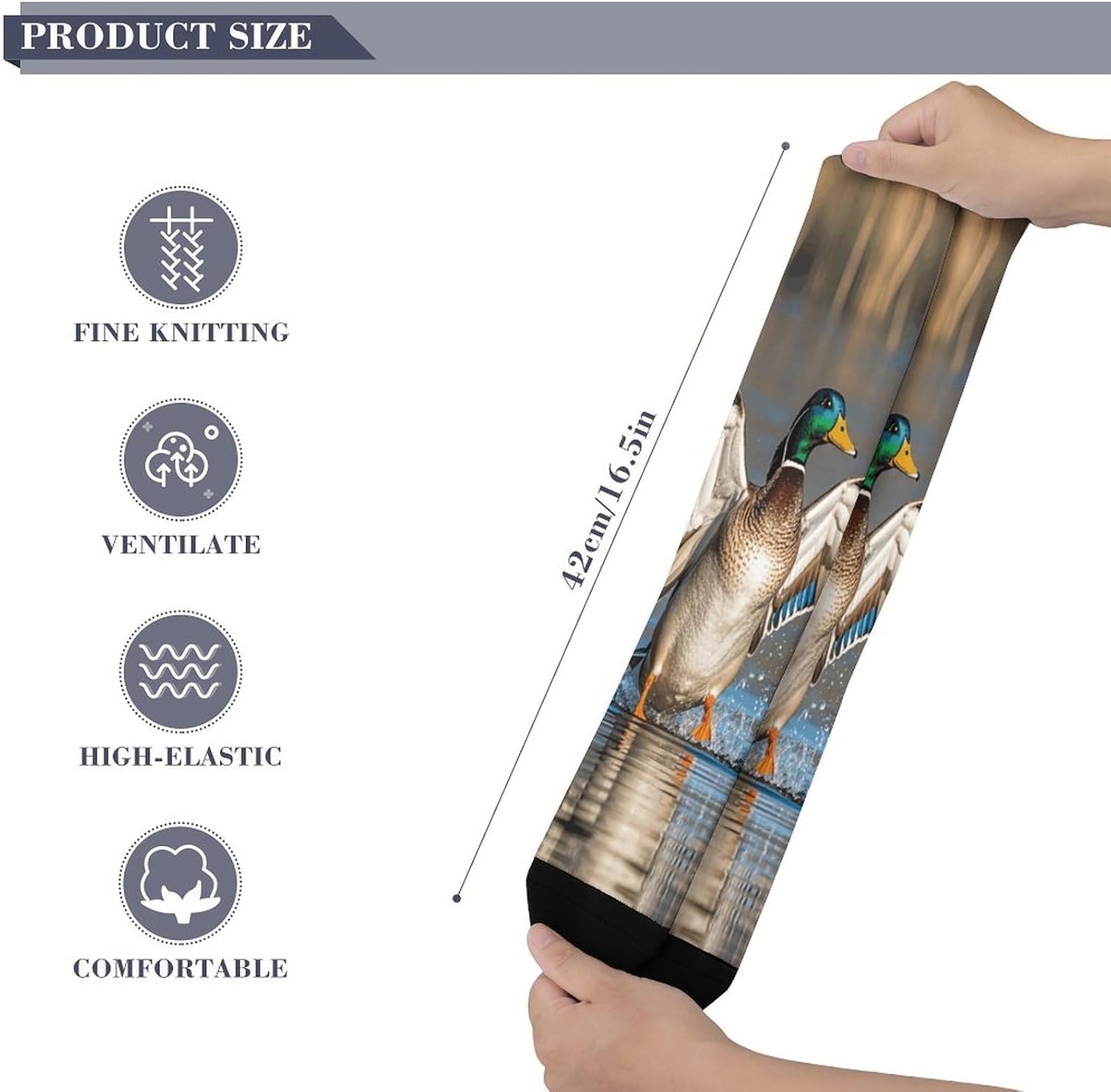 Knee High Socks Hunting Flying Wild Ducks Long Tube Boot Seamless Toe