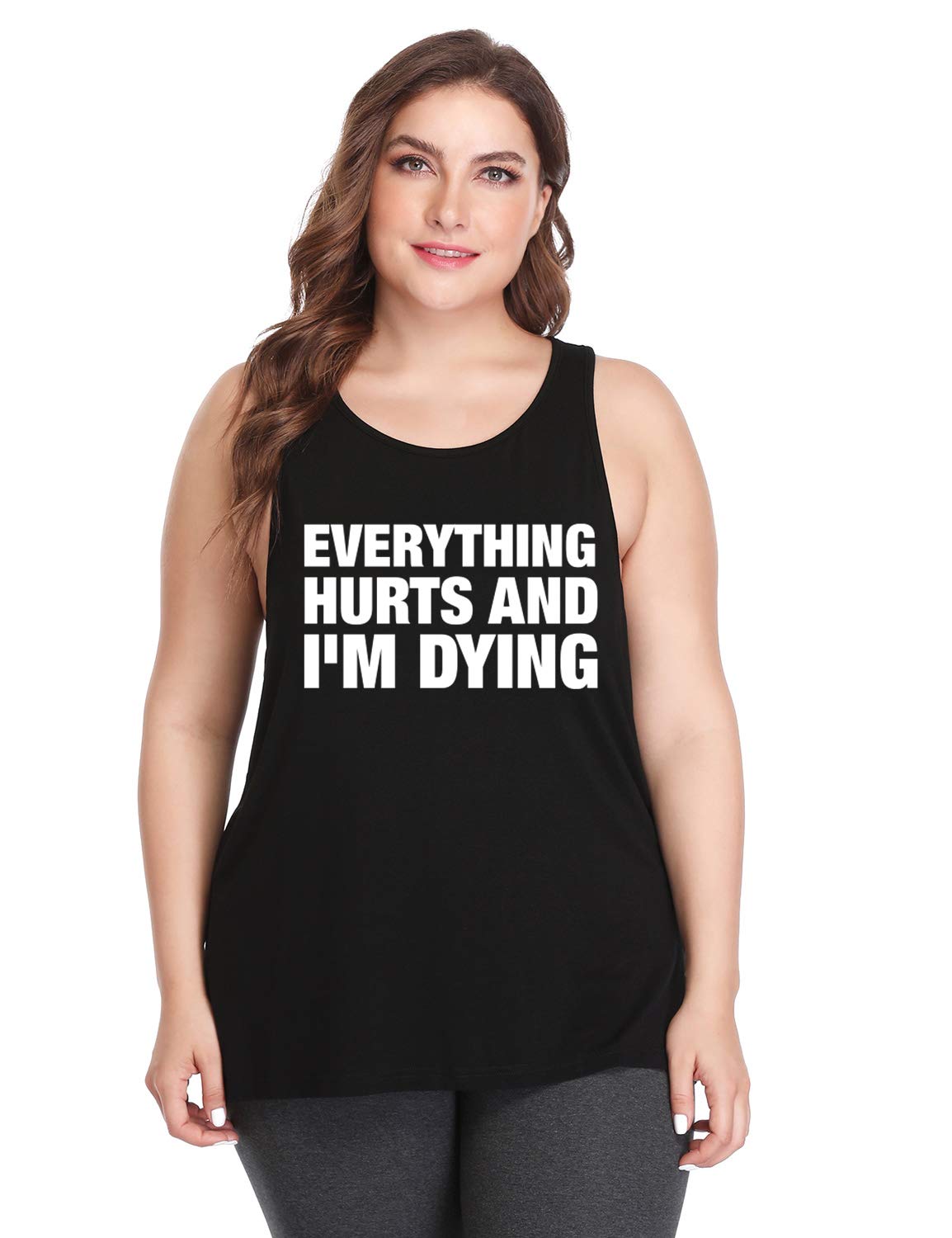 FANNOOPlus Size Workout Tank Tops for Women-Womens Novelty Funny Saying Fitness Gym Racerback Sleeveless Shirts