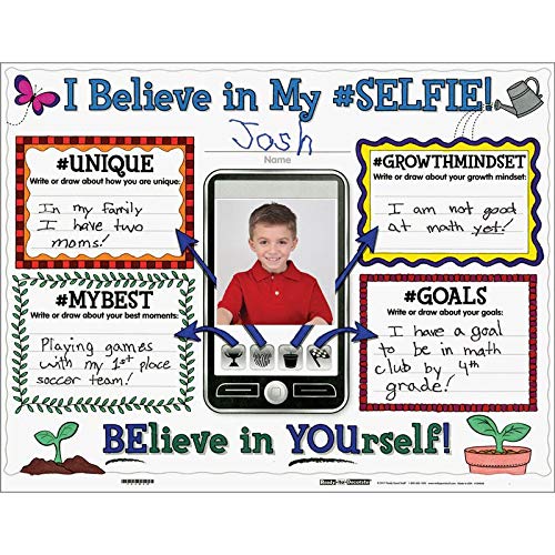 Really Good StuffGrowth Mindset Posters, Set of 24 – Ready-to-Decorate Proud of My #Selfie Posters, Interactive and Motivational Activity for Students in Grades K-5