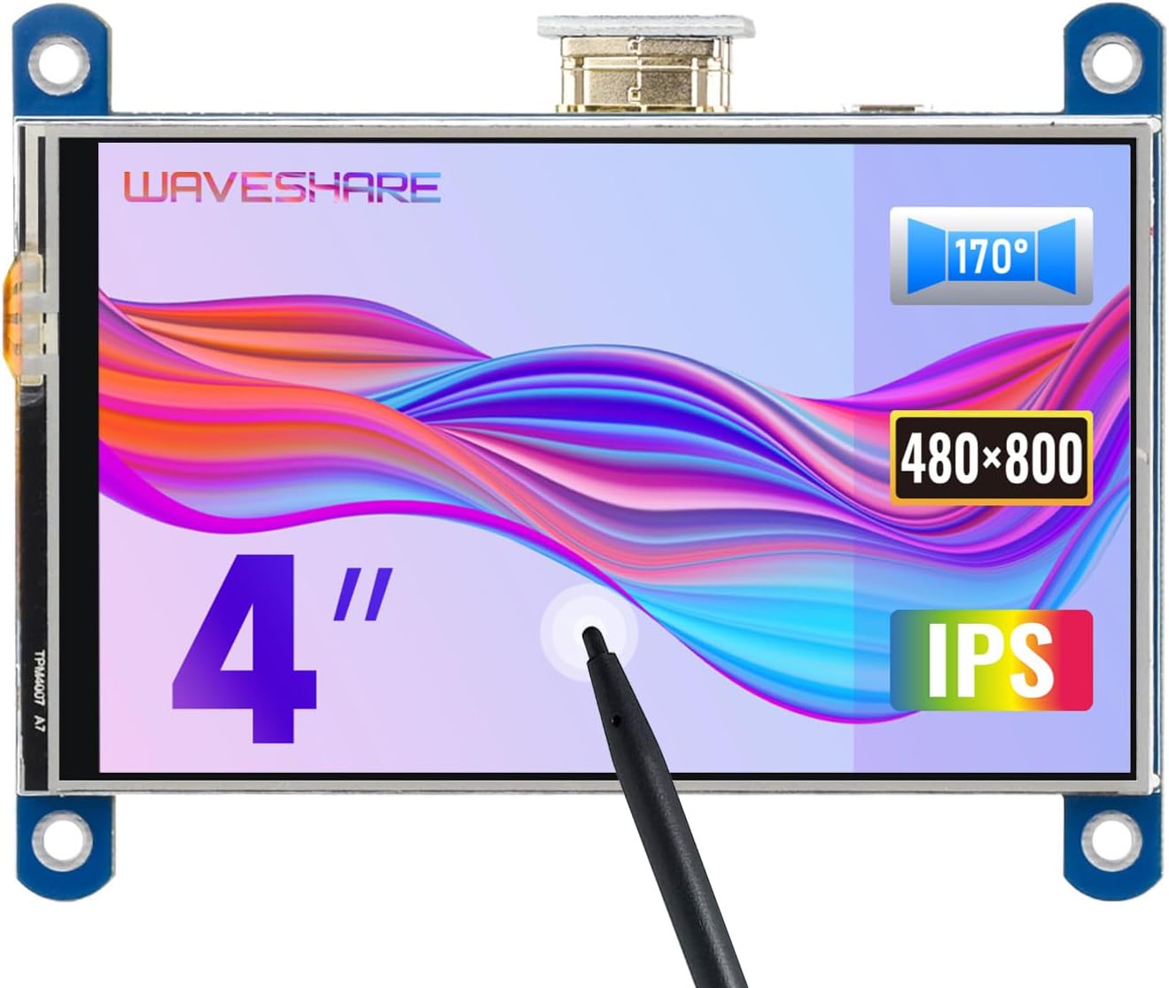 4 inch HDMI LCD IPS Display 800x480 Resolution Resistive Touch Screen Interface for Raspberry Pi 4 B/3 B/3 B+/2 B/B+/B Zero W