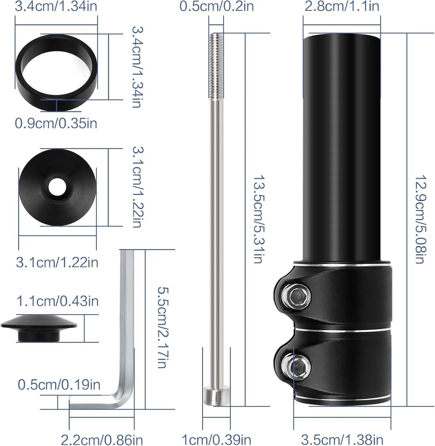 28mm Prolunga Manubrio MTB Altezza Adattatore per Attacco Manubrio in Lega di Alluminio Riser Manubrio Estensore Prolunga Stelo Forcella Bici da Corsa (3,5 * 3,5 * 12,9cm)