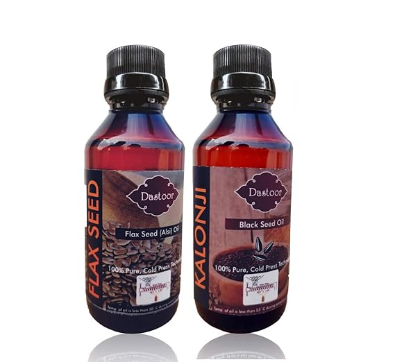 Dastoor Cold Pressed Black Seed (Kalonji) Oil and Flax Seed Oil (100 ml + 100 ml)