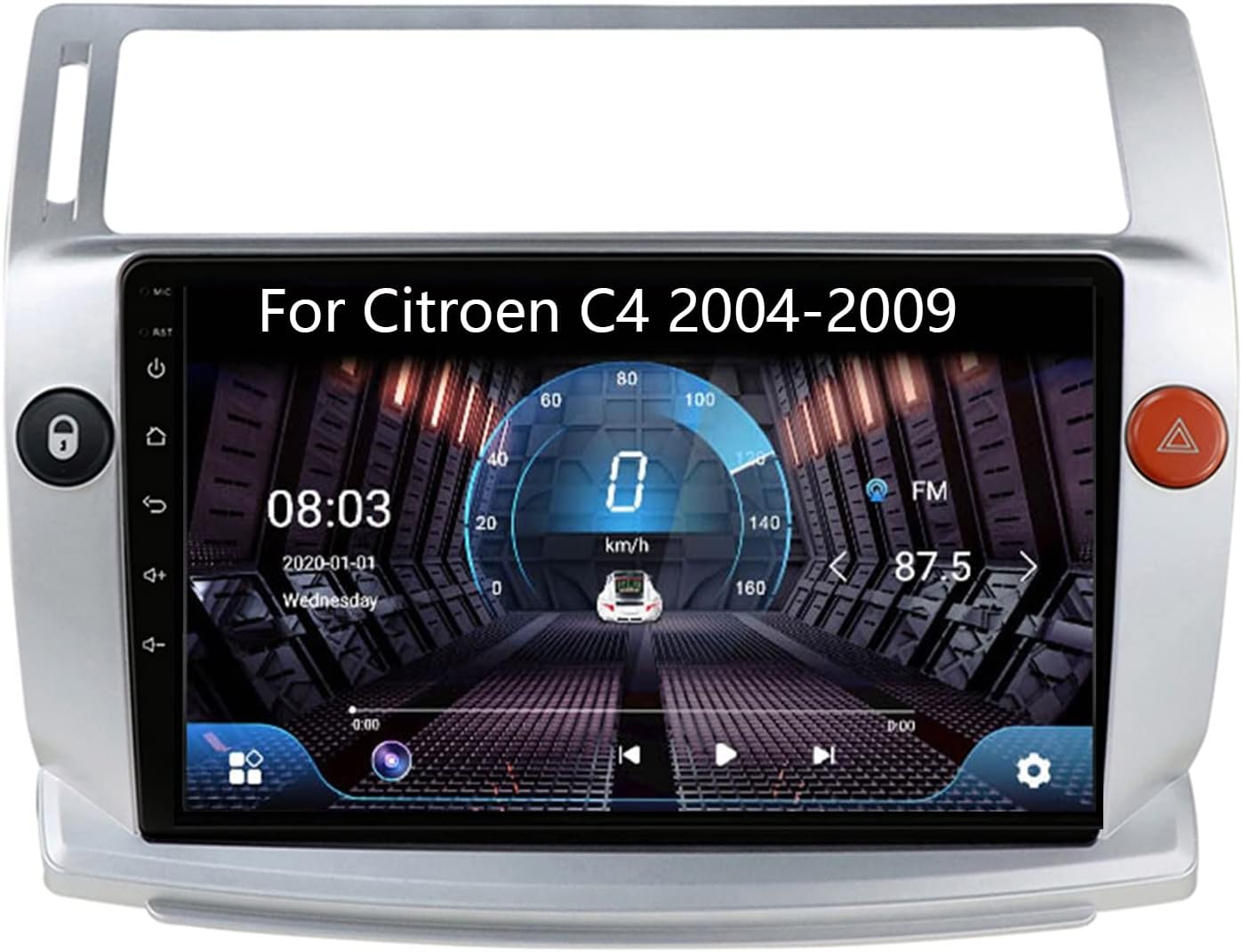 Podofo Autoradio Carplay per Citroen C4 (2004-2009), Autoradio touchscreen da 9 2G+64G con Senza fili Carplay Android Auto, Bluetooth/GPS/WiFi/FM/RDS/ HiFi/USB