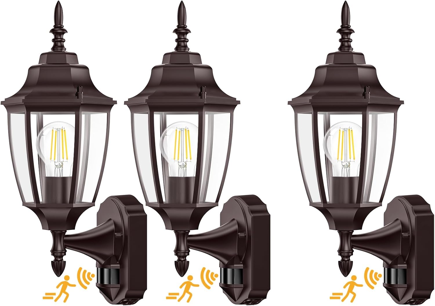 Lamomo 3 Pack Dusk to Dawn Motion Sensor Light Fixtures, Outdoor Wall Sconce for Patio Front Door Garage