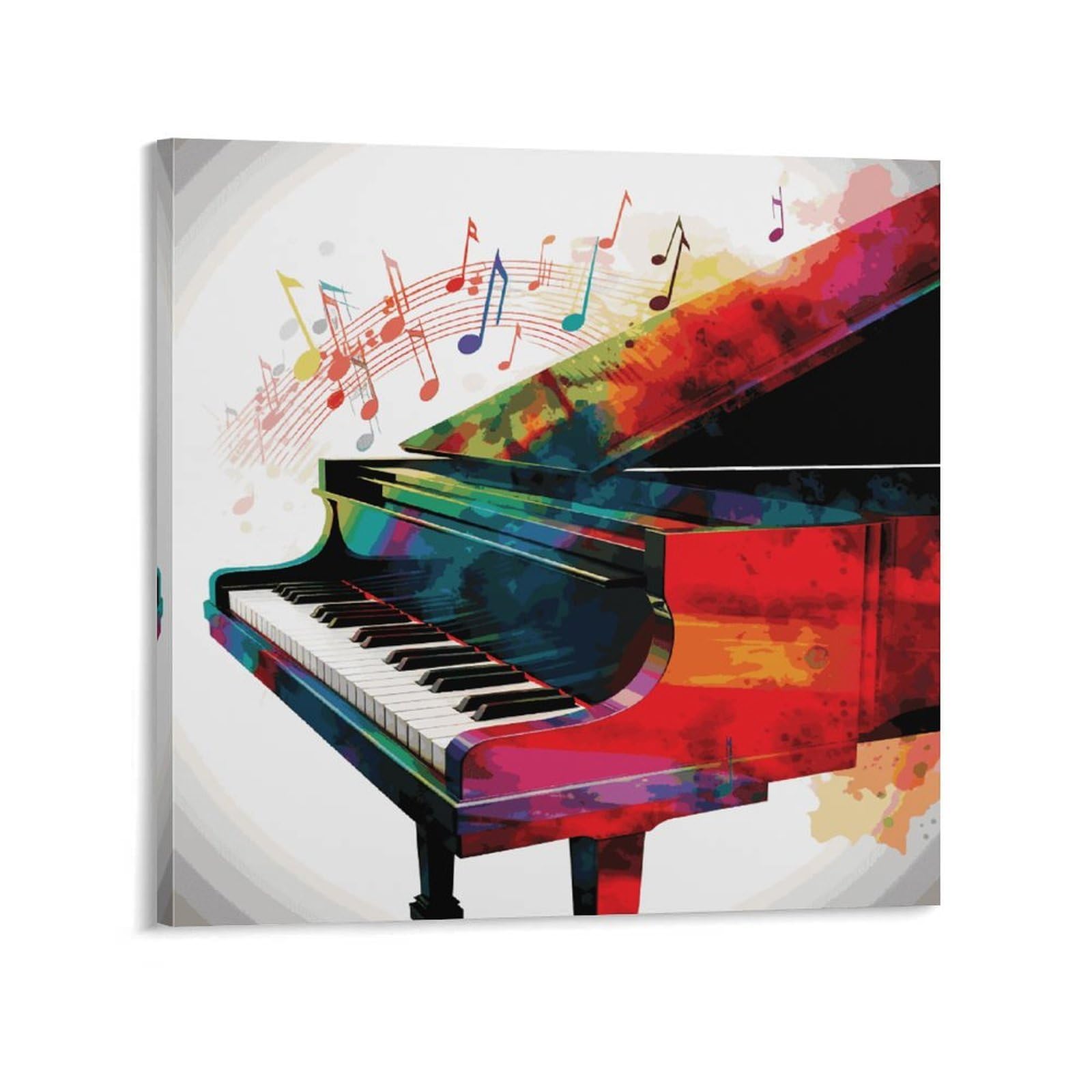 KLOPH Colorful Piano Keyboard Music Canvas Wall Art for Living Room 08x8inch Modern Artwork Painting for Bathroom Hanging Canvas Prints Aesthetic Wallart for Bedroom Kitchen Office Wall Decor