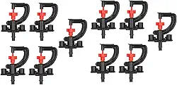 Conjunto de 10 microaspersores com suporte, cabeças de spray de irrigação por gotejamento tipo G de 7,3 cm, micropulverizador de plástico de engenharia de 360 graus para irrigação de árvores