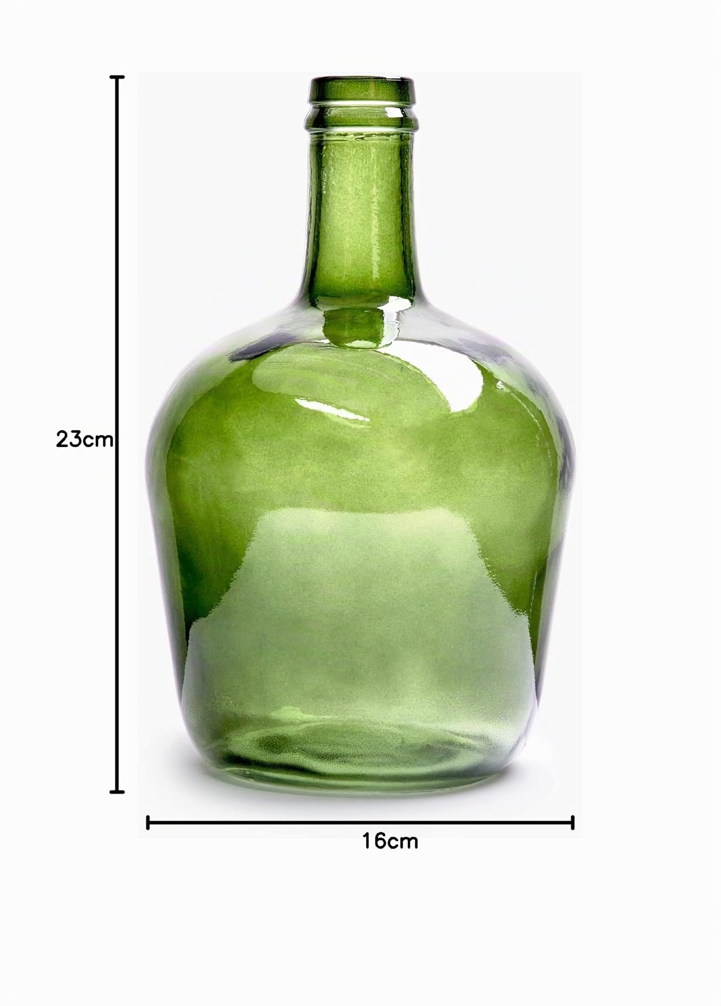 Caraffa di vetro Damajuana fatta a mano 4L liscia - Bottiglia o caraffa di vetro in stile mediterraneo per la decorazione della casa come vaso o vasaio (Verde Oliva)