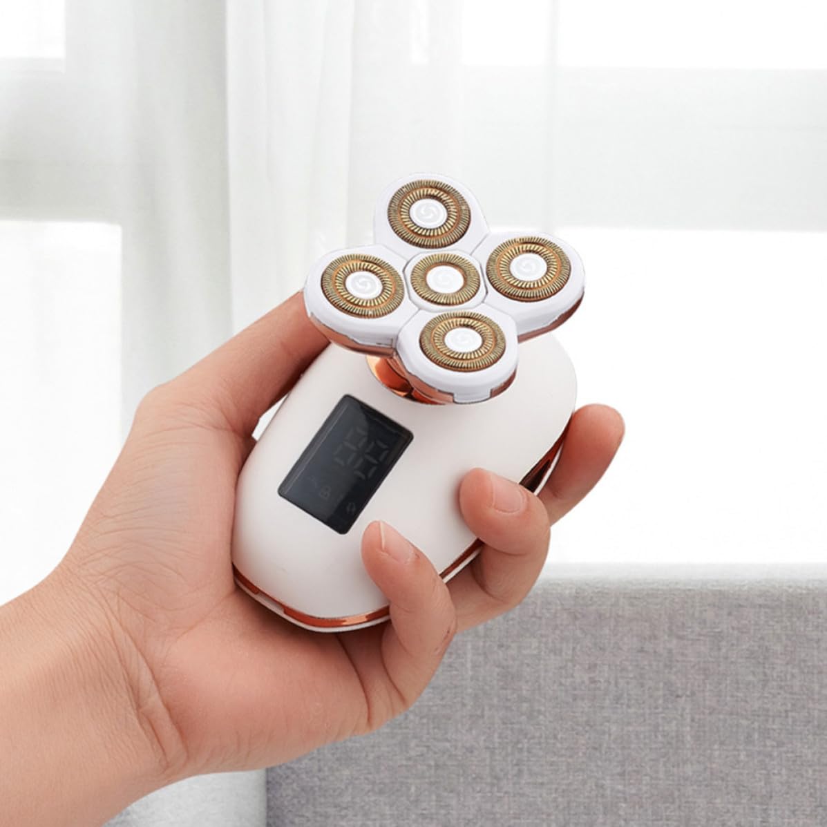 NUOBESTY LCD Haartrimmer Elektrorasierer für Männer mit 600 Mah Akku Weiß Glattes Rasieren und Direkt mit Wasser Reinigbar für Zuhause und Unterwegs