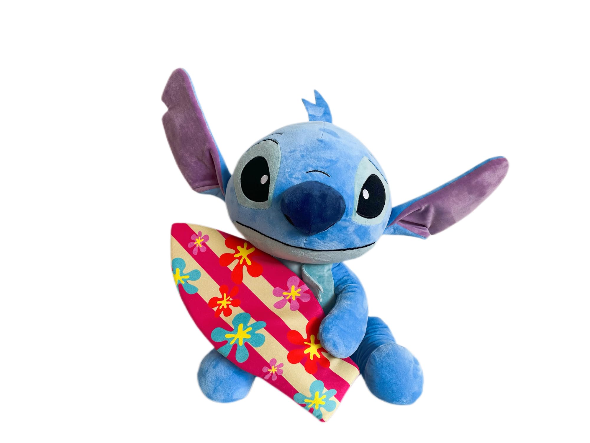 Simba 6315870037NPB Disney Lilo and Stitch, 50 cm Plush Toy with Surfboard, Suitable from the First Months of Life